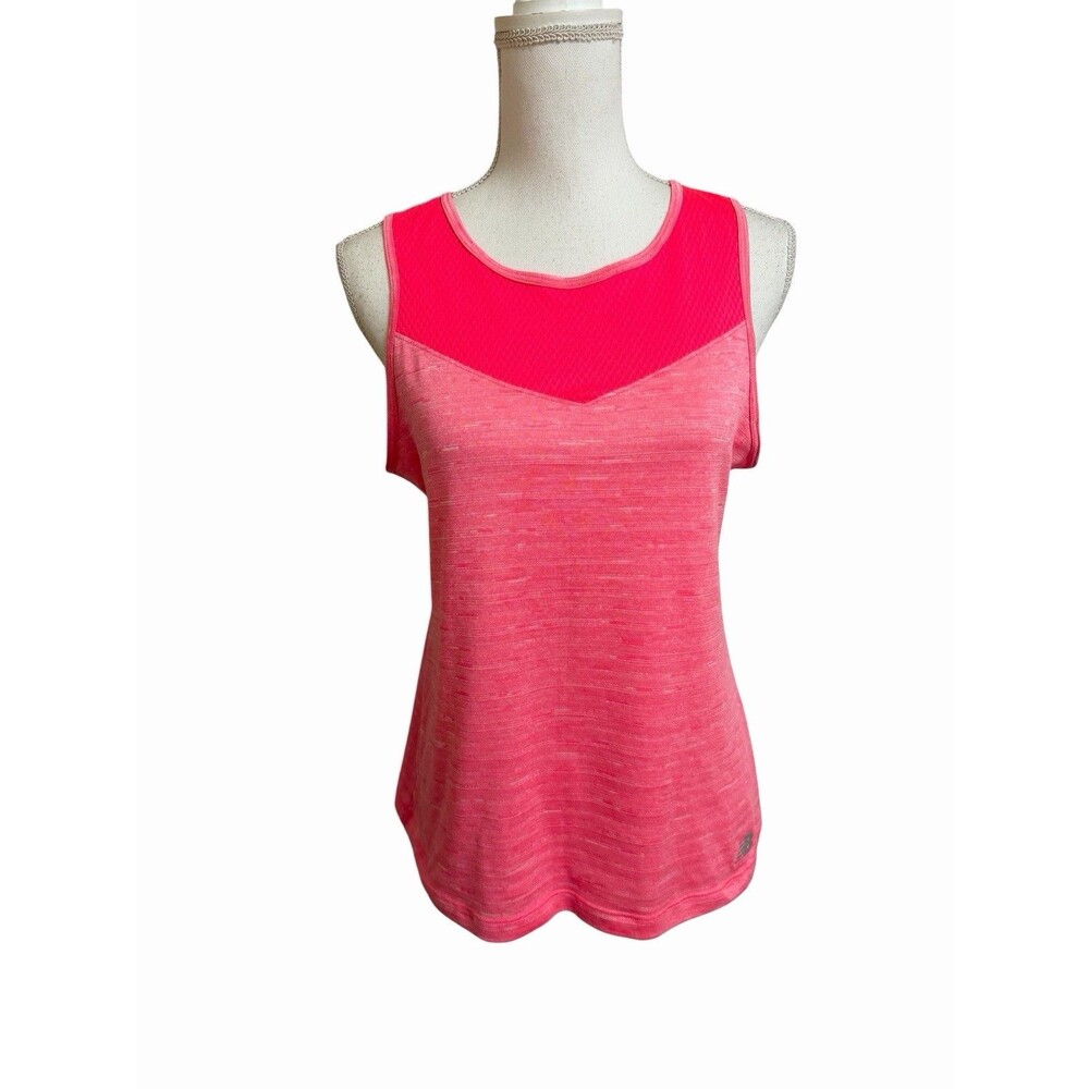 New Balance Women's M Neon Heathered Pink Sleeveless Tank Top w/ Contrast Trim